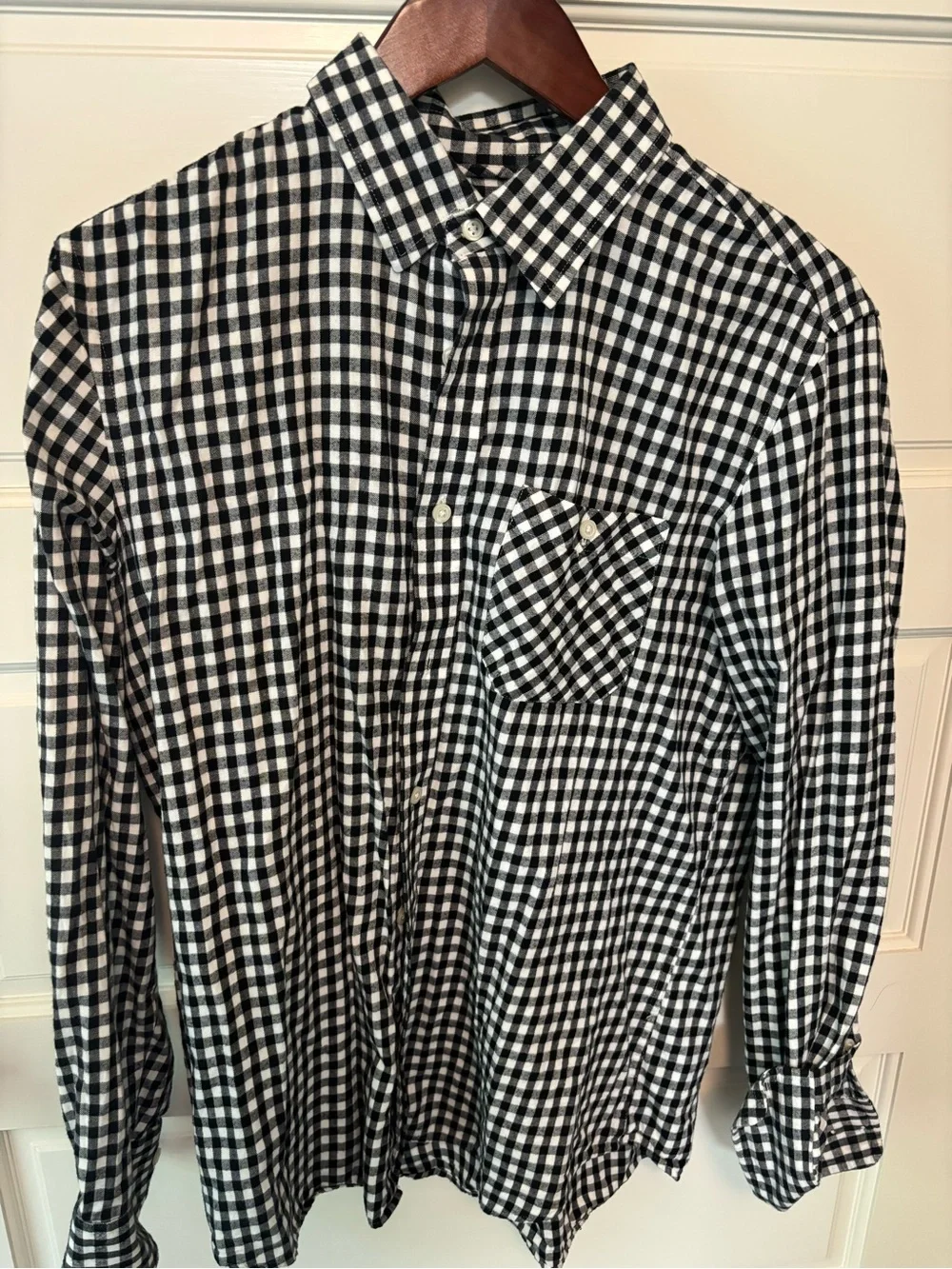Banana Republic Standard Fit Black White Gingham Button Down Shirt M